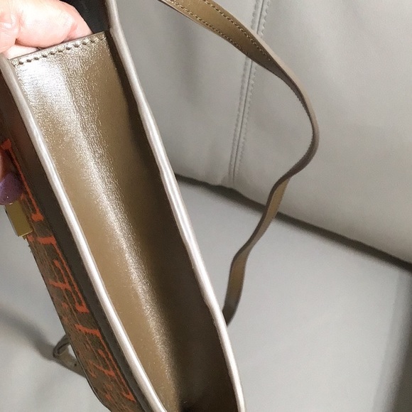 🆕 BALMAIN Reposhed 1945 Jacquard Monogram Phone Crossbody Bag Olive/ Orange - Picture 4 of 14